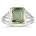 4.5ct Green Amethyst And Diamond Ring in 14K Yellow Gold And Silver 