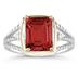 4.5ct Garnet And Diamond Ring in 14K Yellow Gold And Silver 