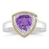 Trillion Cut Amethyst and Diamond Ring in 14K Yellow Gold and Silver 