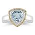 Trillion Cut Aquamarine and Diamond Ring in 14K Yellow Gold and Silver 