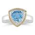 Trillion Cut Blue Topaz and Diamond Ring in 14K Yellow Gold and Silver 
