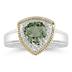 Trillion Cut Green Amethyst and Diamond Ring in 14K Yellow Gold and Silver 