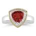 Trillion Cut Garnet and Diamond Ring in 14K Yellow Gold and Silver 
