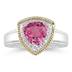 Trillion Cut Pink Topaz and Diamond Ring in 14K Yellow Gold and Silver 
