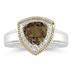 Trillion Cut Smokey Quartz and Diamond Ring in 14K Yellow Gold and Silver 