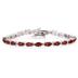 14k White Gold Diamond and Garnet Bracelet