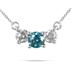 1.00 Carat Blue and White Diamond Three Stone Pendant in 14K White Gold