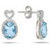 Swiss Blue Topaz and Diamond Heart Earrings in .925 Sterling Silver