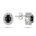 1.50 Carat Oval Onyx and Created White Sapphire Earrings in .925 Sterling Silver