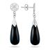 All Natural Genuine Black Onyx Tear Drop Earrings in .925 Sterling Silver
