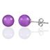 8mm Natural Lavender Jade Stud Earrings in .925 Sterling Silver 