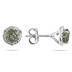 1 1/10 Carat Green Amethyst and Diamond Stud Earrings in 14K White Gold