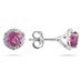 1 1/10 Carat Pink Topaz and Diamond Stud Earrings in 14K White Gold