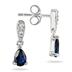 6x4mm Created Sapphire and Diamond Earrings in .925 Sterling Silver