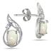 1.00 Carat Oval Opal and Diamond Earrings in .925 Sterling Silver