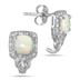 6MM Cushion Cut Created Opal and White Topaz Earrings in .925 Sterling Silver