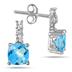 1.25 Carat Cushion Cut Blue Topaz Earrings in .925 Sterling Silver 