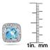 3.50 Carat Cushion Cut Blue Topaz and Halo Diamond Earrings in .925 Sterling Silver 