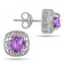 1.50 Carat Cushion Cut Amethyst and Diamond Earrings in.925 Sterling Silver