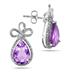 8 Carat Pear Shape Amethyst and Diamond Earrings in .925 Sterling Silver