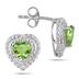 1.50 Carat Heart Shaped Peridot & Diamond Earrings in .925 Sterling Silver 