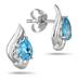 1.60 Carat Blue Topaz and Diamond Flame Earrings in .925 Sterling Silver 