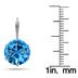 10 MM Round Genuine SWAROVSKI Blue Topaz Crystal Lever Back Earrings in .925 Sterling Silver