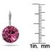 10 MM Round Genuine SWAROVSKI Pink Crystal Liver Back Earrings in .925 Sterling Silver