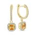 1 Carat Citrine and Diamond Halo Dangle Earrings in 10K Yellow Gold