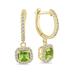 1 Carat Peridot and Diamond Halo Dangle Earrings in 10K Yellow Gold