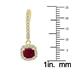 1 Carat Ruby and Diamond Halo Dangle Earrings in 10K Yellow Gold