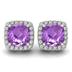 1 Carat Cushion Cut Amethyst and Diamond Halo Earrings in 14K White Gold