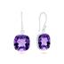 Cushion Cut 11MM Amethyst Drop Earrings in .925 Sterling Silver