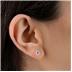 Oval Shape Amethyst and Diamond Flower Earrings in 14K Yellow Gold