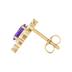 Oval Shape Amethyst and Diamond Flower Earrings in 14K Yellow Gold