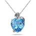 3.00 Carat Swiss Blue Topaz and Diamond Heart Pendant in .925 Sterling Silver
