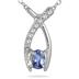 Tanzanite and Diamond Ribbon Pendant in 14K White Gold