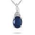 1.25 Carat Genuine Sapphire and Diamond Pendant in .950 Sterling Silver