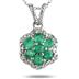 All Natural Emerald and Diamond Pendant in .925 Sterling Silver