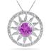 7MM Created Pink Sapphire and Genuine Diamond Aztec Sun Pendant in .925 Sterling Silver