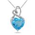 4.00 Carat Blue Topaz and Diamond Heart Pendant in .925 Sterling Silver