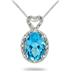 2 Carat Cushion Cut Swiss Blue Topaz and Diamond Pendant in .925 Sterling Silver