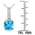 8MM Cushion Swiss Blue Topaz and Diamond Half Bezel Pendant in .925 Sterling Silver