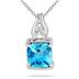 2 Carat Cushion Cut Swiss Blue Topaz and Diamond Pendant in .925 Sterling Silver