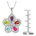Multi Gem and Diamond Flower Clover Pendant in .925 Sterling Silver