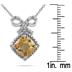 2.50 Carat Cushion Citrine and Diamond Pendant in .925 Sterling Silver