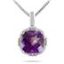 3.50 Carat Cushion Cut Amethyst and Diamond Antique Pendant in .925 Sterling Silver