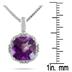 3.50 Carat Cushion Cut Amethyst and Diamond Antique Pendant in .925 Sterling Silver