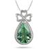 3.00 Carat All Natural Pear Shape Green Amethyst and Diamond Heart Pendant in .925 Sterling Silver