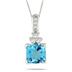 2.25 Carat Blue Topaz and Diamond Pendant 14k White Gold